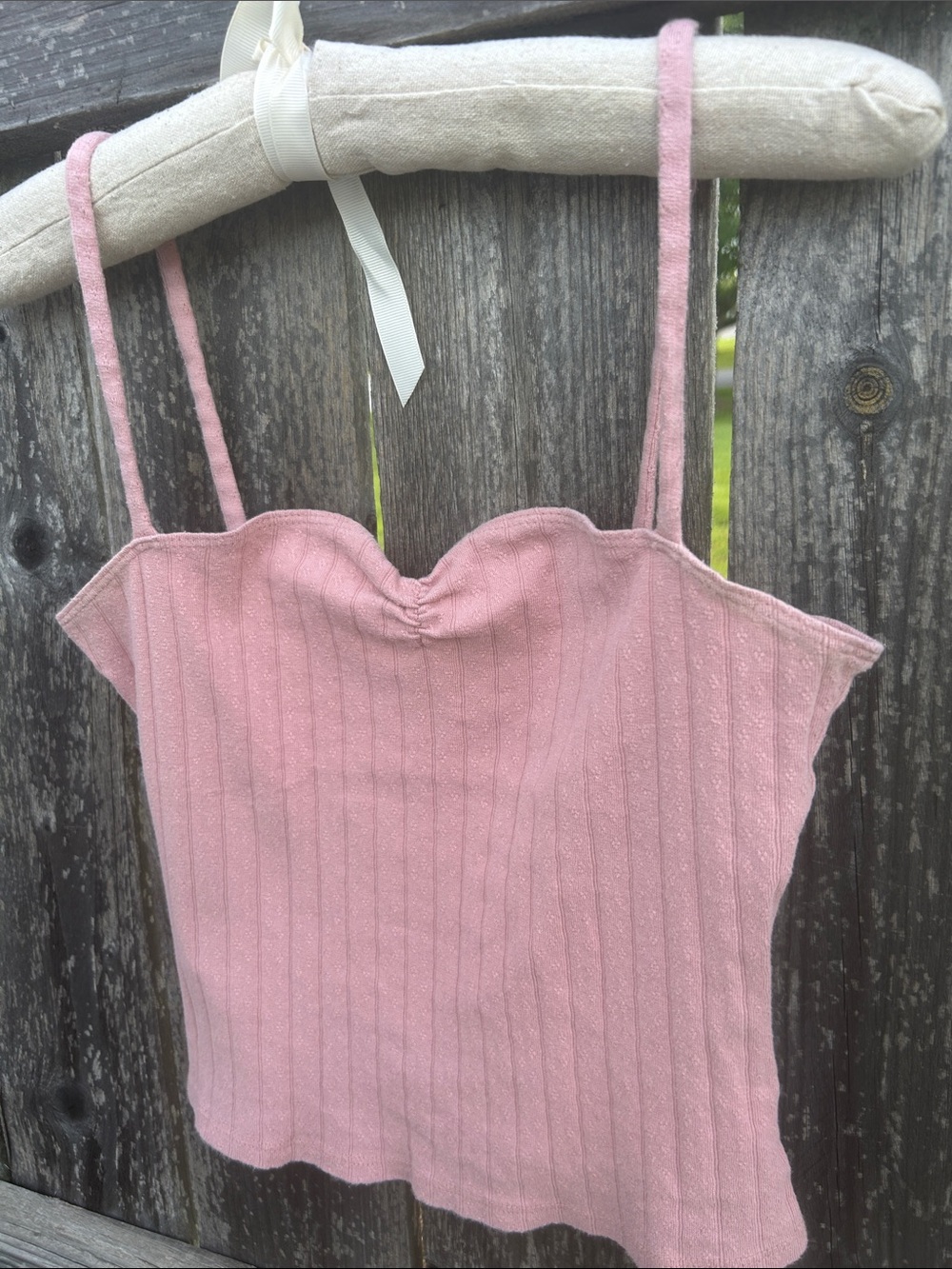 Reformation Rue Pointelle Ribbed Cami Tank Top Pink Rose M